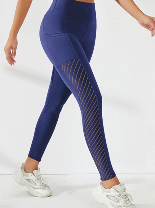 Breathable Pocket Legging - Dames - Sportbroek - Sportlegging - Mesh panelen - Zwart- Ademend - met zakken - Comfortabel - Navy Blue - Marineblauw