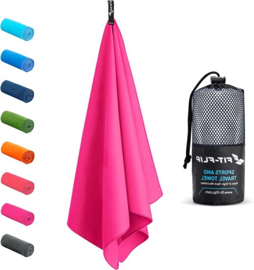 Compact ultralicht sneldrogende microvezel handdoek voor sport strand en reizen - Magenta 30x50cm 1 stuk yoga handdoek antislip