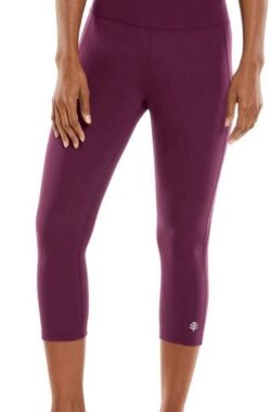 Coolibar – UV High-Rise Yoga Capri voor dames – Asana – Effen – Paars – maat M