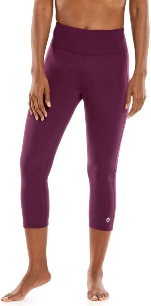 Coolibar - UV High-Rise Yoga Capri voor dames - Asana - Effen - Paars - maat M