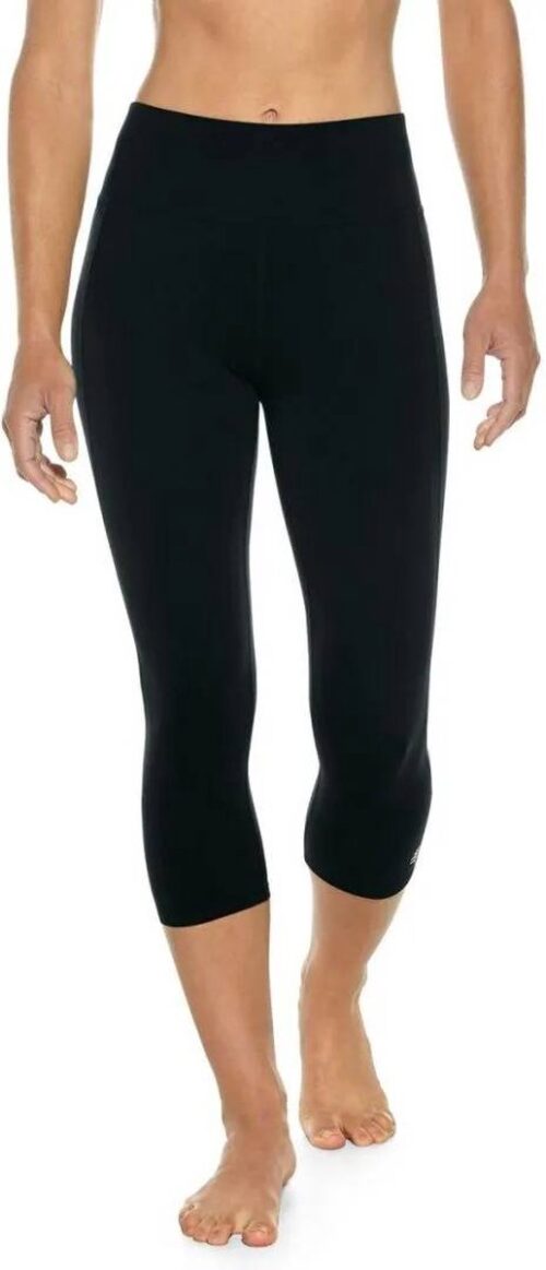 Coolibar - UV High-Rise Yoga Capri voor dames - Asana - Effen - Zwart - maat XL