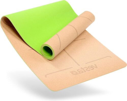 Cork Natural Rubber Yoga Mat + Fitness App Durable Sports Mat - Non-Slip Yoga Mat