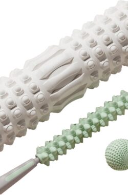 DW4Trading Foam Roller Set 3 Delig met Foamroller, Massage Stick, Massage Bal Wit Groen – Grid Triggerpoint – Fitness – Yoga – Pilates