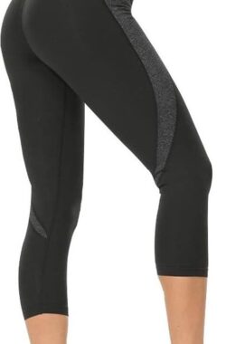 Dames High Waist 3/4 Yoga Capri Leggings – Maat S – Ademend & Snel-Drogend – Zwart met Zakken – Stretch Polyester & Spandex Mix voor Fitness en Dagelijks Gebruik – Comfortabele Sportbroek voor Alle Seizoenen – Maat S