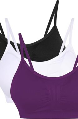 Dames ondergoed Strech Duenn Push up Yoga Sports BH Bra Top Set voor fitnesstraining bekleding 2-/3-pack – kleuren zwart, wit, donkerpaars – maat S