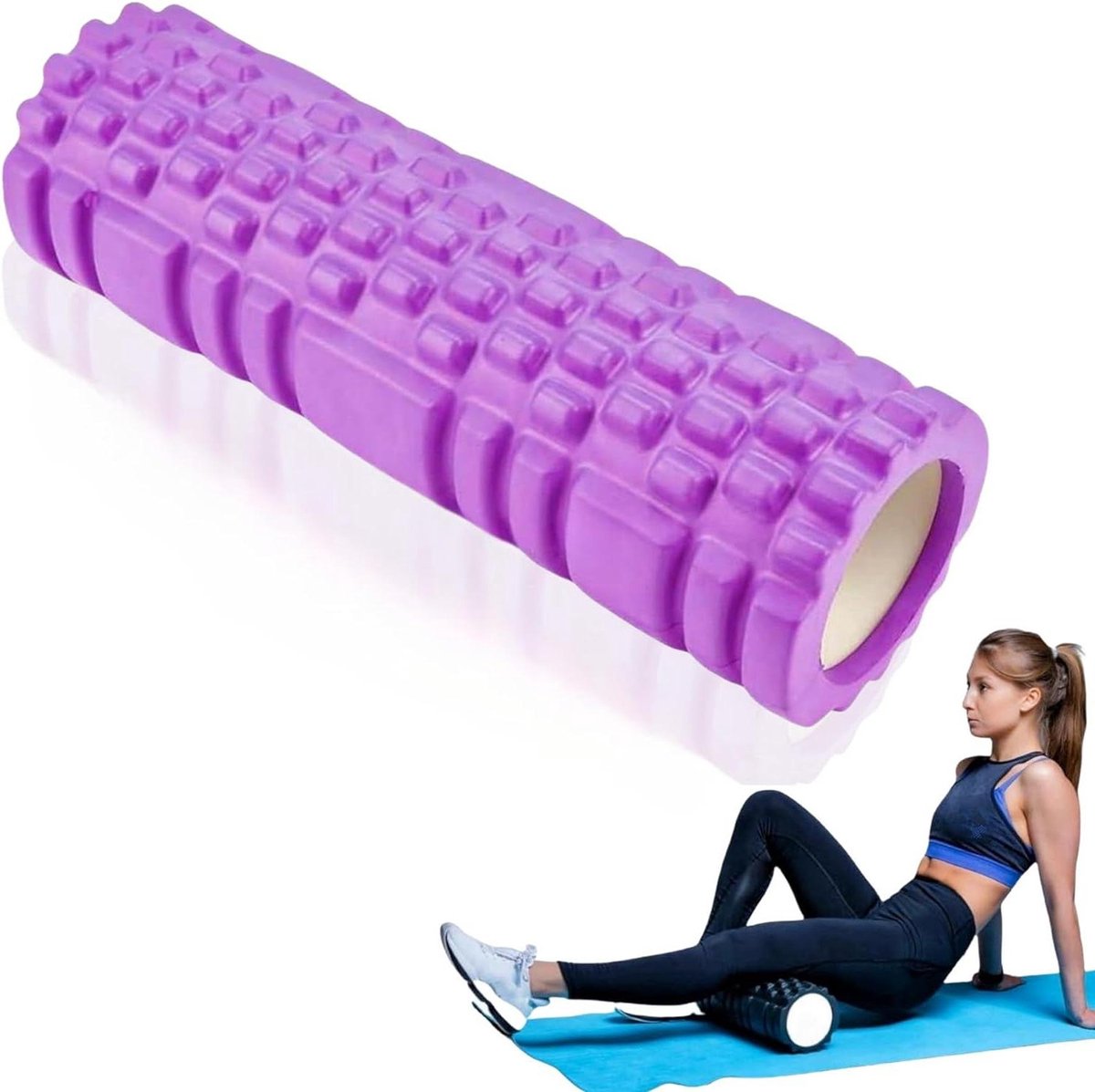 Deep Tissue Massager - Spiermassage en Myofascial Trigger Point Release - EVA Foam Roller voor Massage Oefening - Rugpijn Yoga - Paars