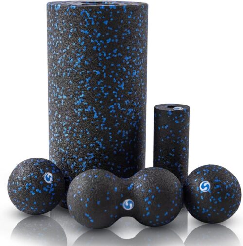 EPP Foam Roller Set met 5 Rollen voor Medium-firm spiermassage - Yoga Foam Roller voor spanningsontlasting en letselpreventie (Blauw)