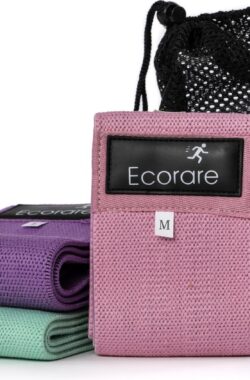 Ecorare® – Weerstandsbanden met tasje – Hoge kwaliteit – Set van 3 – Booty band – Weerstandsbanden – Yoga – Resistance – Benen en billen