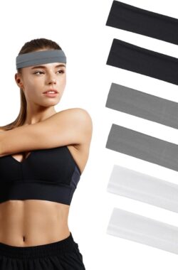 Elastische Sporthoofdband voor Dames en Heren – Zwart/Wit/Grijs Mix Kleur