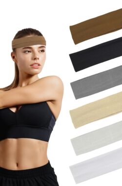 Elastische hoofdbanden voor dames en heren – mix kleur sporthoofdband yoga hoofdband zweetband – 6 stuks