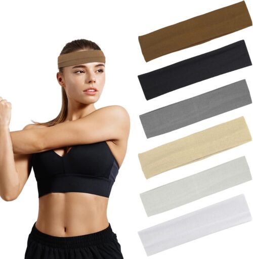 Elastische hoofdbanden voor dames en heren - mix kleur sporthoofdband yoga hoofdband zweetband - 6 stuks