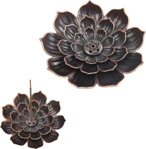 Elegante Lotus Wierookhouder Met 6 Gaten - Bronzen Ash Catcher Voor Thuis, Kantoor En Yoga