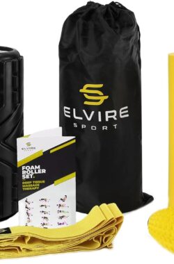 Elvire Sport Foam Roller Massageset voor Diep Weefsel – Schuimrollers, Massageroller en bal, Voetroller – Verlicht pijn – Geel