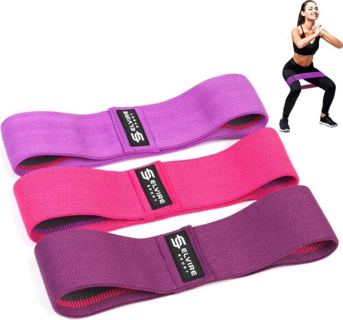 Elvire Sport Weerstandsbanden Set van 3 - Resistance Band 36 cm - Fitness Elastiek Roze - 10, 20 of 30 kg - Versteviging van Heupen, Billen, Armen, Benen - Weerstandselastiek Vrouwen voor Yoga of Pilates