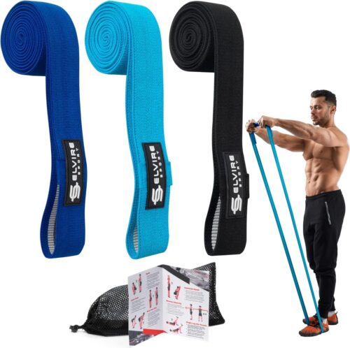 Elvire Sport Weerstandsbanden Set van 3 - Resistance Band XL 2m - Fitness Elastiek Blauw - 10, 20 of 30 kg - Versteviging van Heupen, Billen, Armen, Benen - Weerstandselastiek Mannen voor Krachttraining