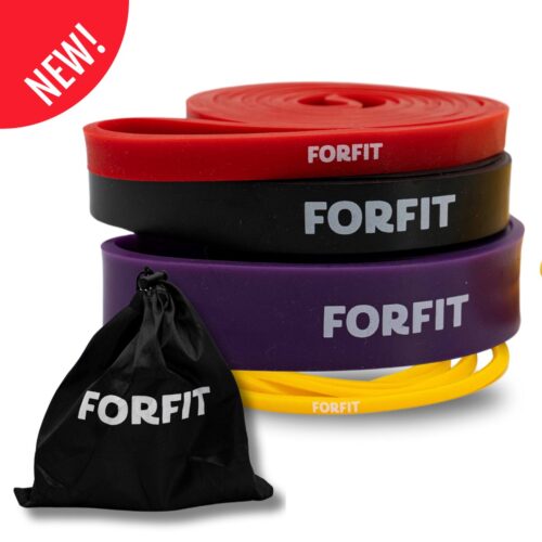 FORFIT Pull up-bands - Weerstandsbanden - Resistance bands - Fitness elastieken - Calisthenics en Crossfit - Krachttraining - Set van 4 banden - Inclusief gratis opbergtas