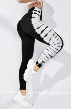 Fantasia Gym Legging – Maat S – Zwart/Wit – Black and White – Fitnesskleding – Fitness Legging – Sportlegging – Yoga legging