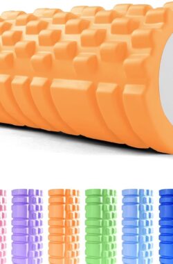 Fasciaroller met 3D-textuurmassage (33 x 14 cm), fitnessroller voor zelfmassage van de rug, wervelkolom en benen, schuimroller – massageroller voor het verlichten van spierspanning (oranje)