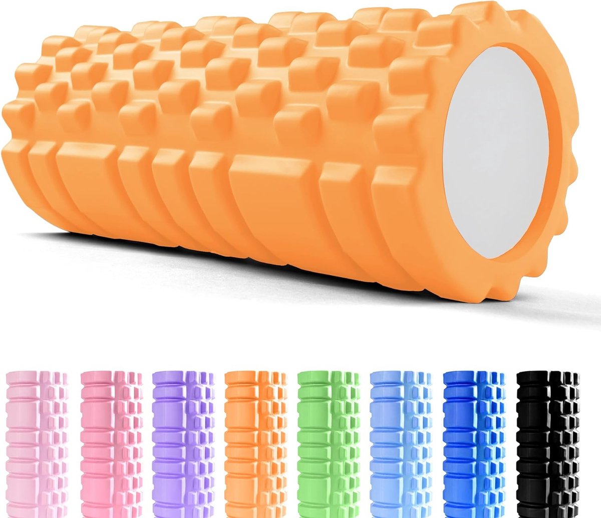 Fasciaroller met 3D-textuurmassage (33 x 14 cm), fitnessroller voor zelfmassage van de rug, wervelkolom en benen, schuimroller - massageroller voor het verlichten van spierspanning (oranje)