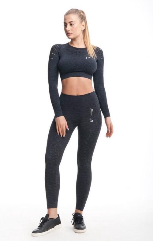 Feelj Seamless Sportlegging Dames High Waist Iron - Grafiet Melange - S/M