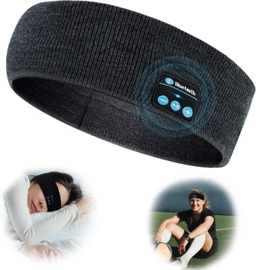 Femur®️ Haarband - Zweetband - Bluetooth Haarband - Muziek Haarband - Koptelefoon - Slaapmasker - Slaap Koptelefoon - Grijs