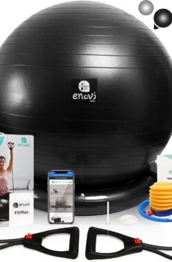 Fit+ oefenbal met fitnessbanden Sitzball Pezziball Set Weerstandsbanden en gebruikershandleiding incl. Voor fitness, yoga, gymnastiek, core training, voor een sterke rug als bureaustoel