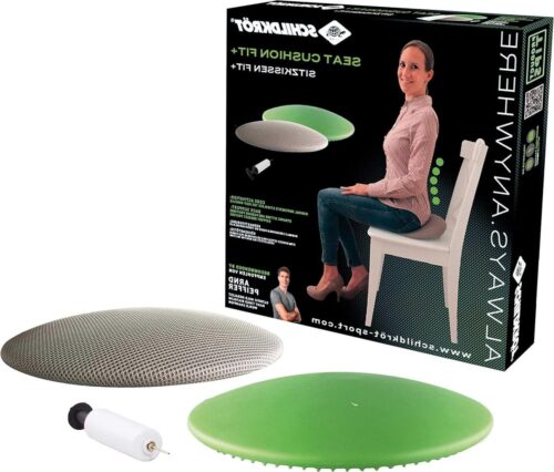 Fitness Seat Cushion Fit+ zitkussen balanskussen lensvorm - stoffen bekleding - pomp - oefeningen 960037