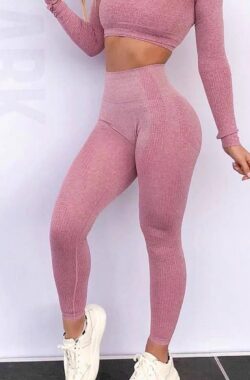 Fitness/Yoga legging – Fitness legging – sport legging Stretch – squat proof – Roze- Naadloos – Maat L