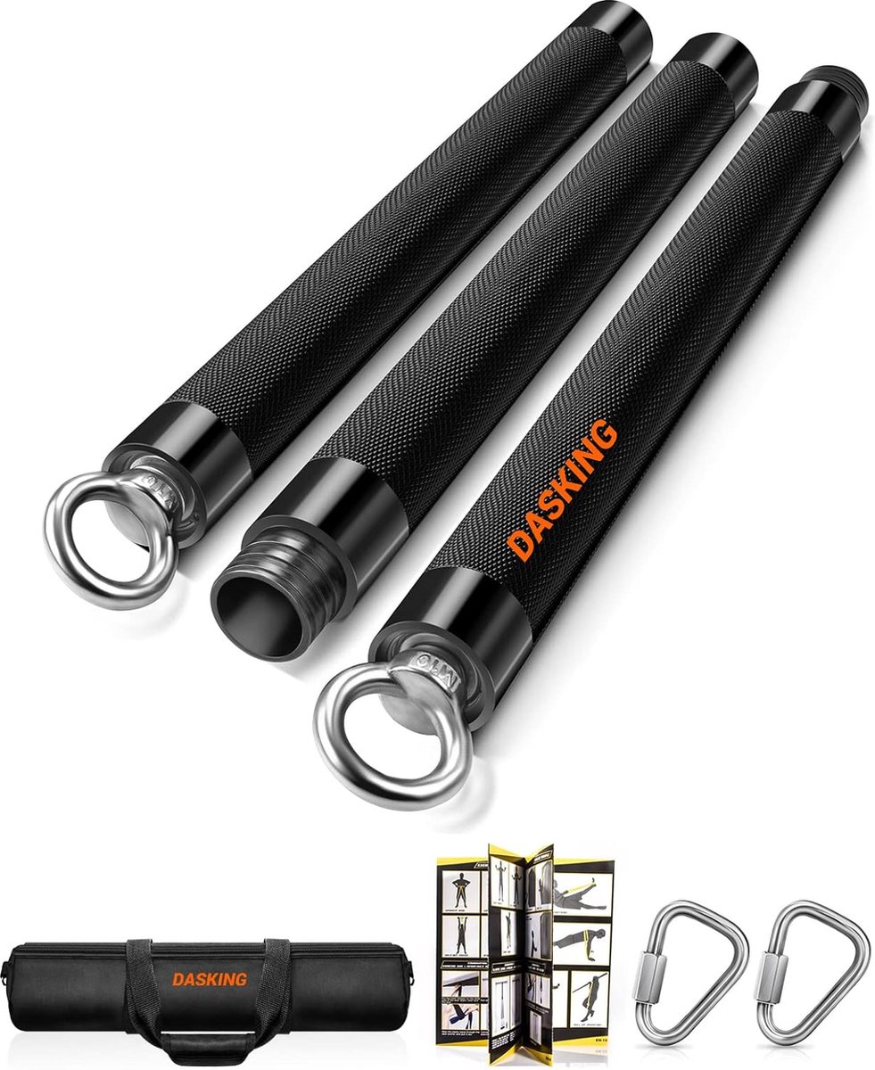 Fitnessbanden, weerstandsbandenstang, fitnessapparatuur voor thuis, 75 cm/90 cm/98 cm, verwijderbare weerstandsbanden, stangset met driehoekige haken, yoga-pilatesbars, workout full body fitness