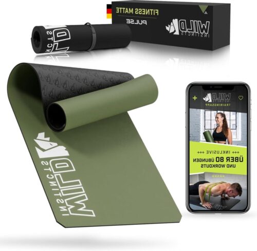 Fitnessmat 185 cm x 66 cm en 7 mm dik - Antislip Trainingsmat voor Thuis - Sportmat Voor Thuis Fitness - Yoga - Wild Instincts®