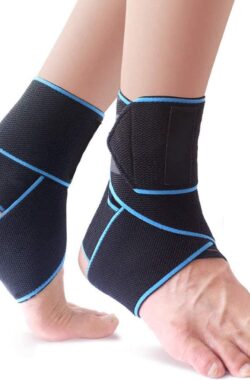 Flexibele Enkelbandage Set Van 2 – Ultrathin Foot Support Voor Sport En Activiteiten – Verstelbaar Voor Links & Rechts – Ademend en Zweetabsorberend – Blauw – Geschikt Voor Wandelen, Voetbal, Tennis