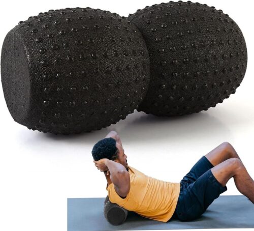 Foam Roller - spiermassagerol voor pijnverlichting en spiertraining - rugmassage - benen - voetmassagebal - 17 x 33 cm - zwart