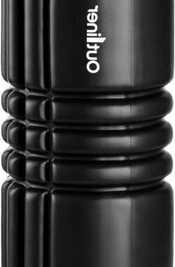 Foam roller – Rek- en flexibiliteitsoefeningen – Trainingsrol voor pilates yoga fitness – Zwart massagerol 33 cm – Spiergroepen toniseren en masseren