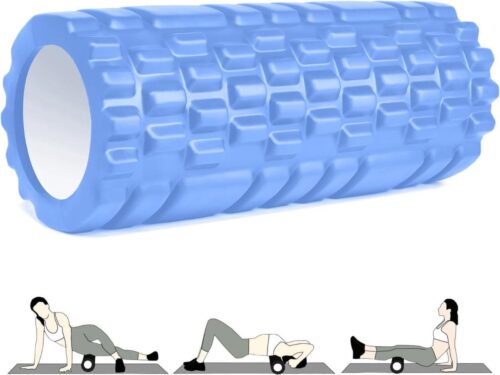 Foam roller voor benen-rug- en armenmassage - triggerpoint massage - fysiotherapie - ontspanning van spierspanning - 33 x 13 cm (blauw)