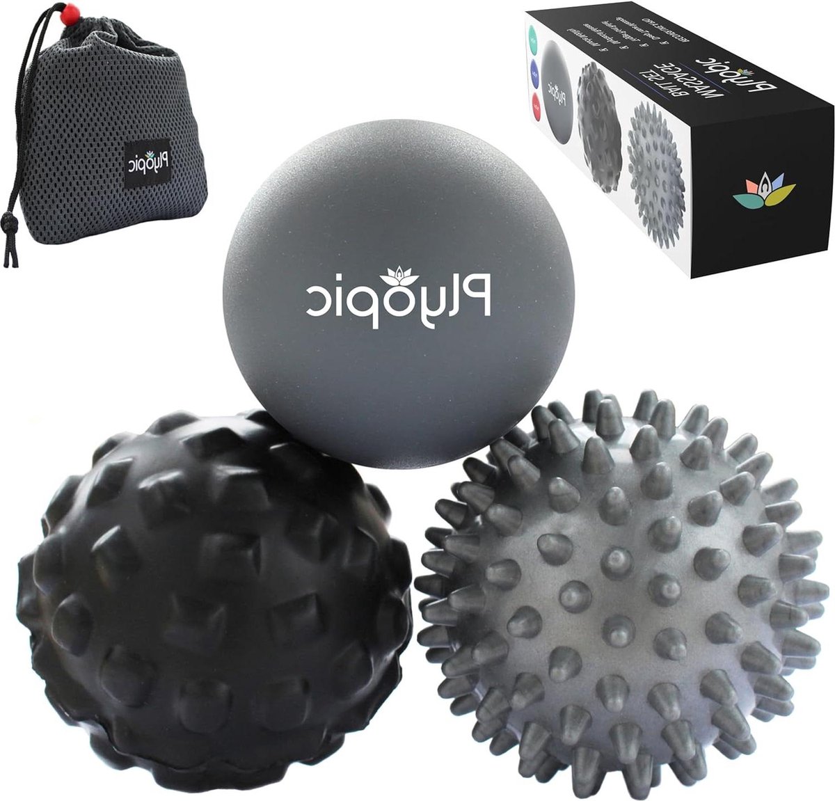 Foam roller/Massage Bal Set - Rubber Spiky & Foam Roller Massager Ballen - 7cm Voor Myofasciale Release & Plantar Fasciitis Therapie