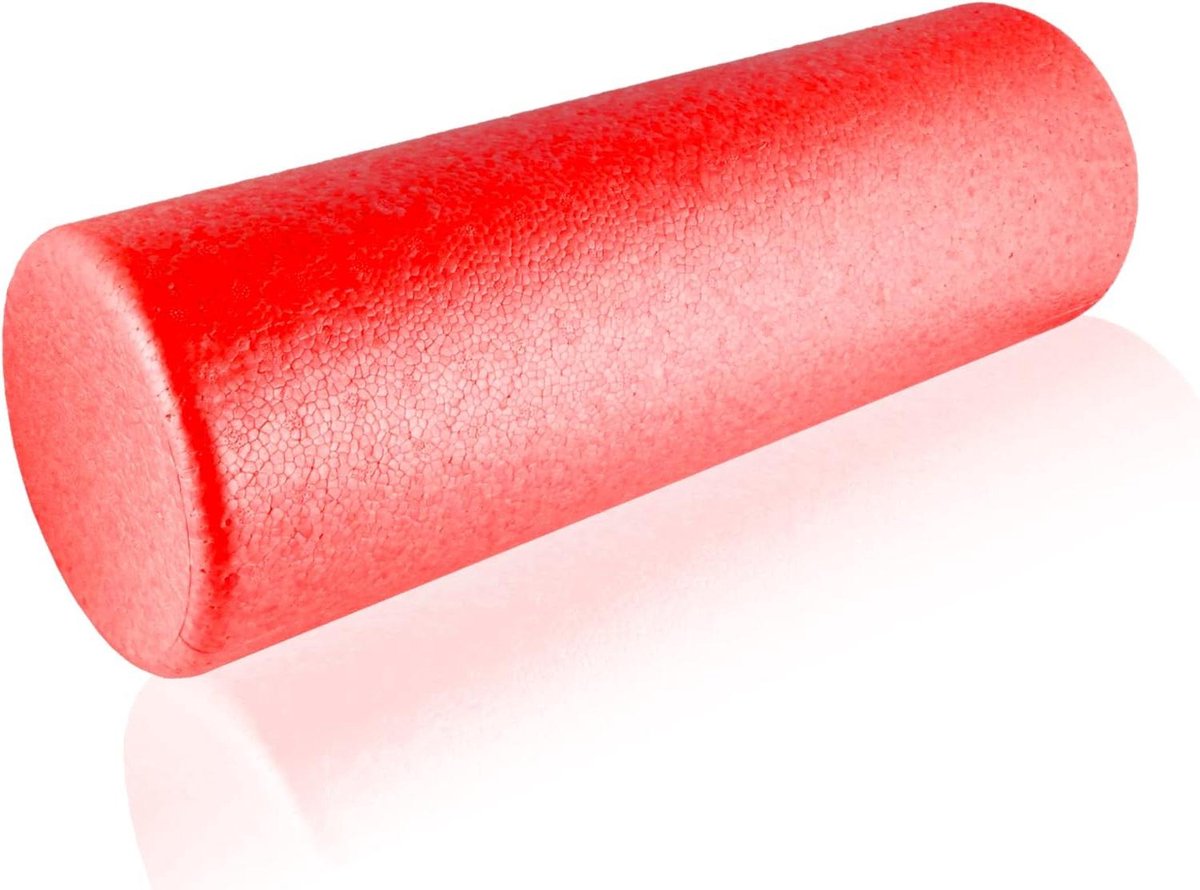 Foamroller EPP 89898 massagerol voor yoga fitness pilates - spiermassage - lengte 45 cm diameter 15 cm - professionele fasciarol (rood)