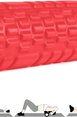 Foamroller spiermassagerol voor yoga pilates stretching-rol massage benen rug armen – oplossing spierspanning – 33 x 14 cm (rood)