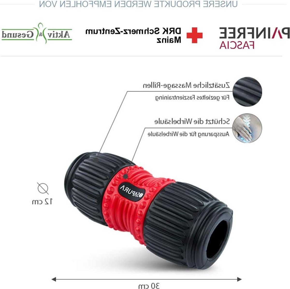 Foamroller wervelkolom massage fitness roller - Ontwikkeld door fysiotherapeuten.