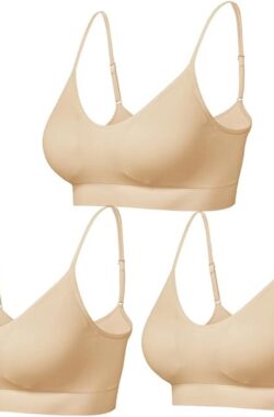 Gewatteerde Bralette voor Vrouwen Bandjes Slaap Bras Naadloze Yoga Sport Bras 3 Pack – Beige kleur – Maat XL