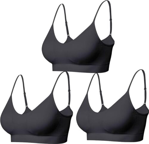 Gewatteerde Bralette voor Vrouwen Bandjes Slaap Bras Naadloze Yoga Sport Bras 3 Pack - kleur zwart - Maat S