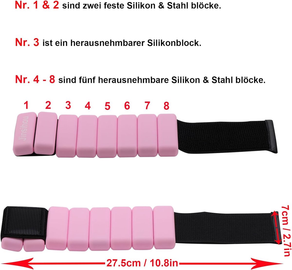 Gewichtsmanchetten in 2-delige set, 2 x 460 g/2 x 900 g pols, enkelgewichten, verstelbaar, draagbare polsgewichten voor wandelen, joggen, gymnastiek, yoga, hardlopen, boksen, spieropbouw