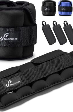 Sportneer Weight cuffs, adjustable ankle weights set, ankle/wrist weight cuffs, 0.4 – 1.6 kg per ankle, 0.8 – 3.2 kg per pair