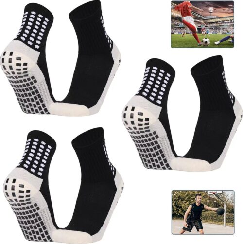 Gripsokken voetbal - Gripsokken - 3 paar - sportsokken - voetbal - one size 40-46 - Kwaliteit - Stevige en Comfortabele Sokken - met anti-slip noppen - Pilates Sokken - Geschikt voor de meeste sporten - antislip