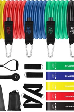 Gymnastiekband set van 5 weerstandsbanden – met handvat deuranker enkelriemen – voor krachttraining calisthenics crossfit pilates fysiotherapie