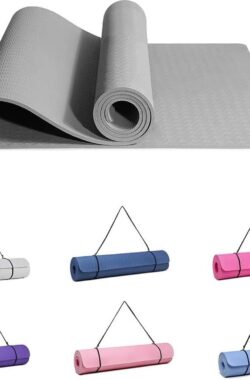 Gymnastiekmat met draagriem – Good Nite yogamat fitnessmat antislip trainingsmat pilates mat vloerturnmat – grijs – 183 x 61 x 06 cm