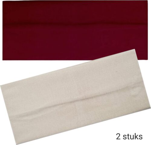 Haarband Hoofdband Basic - 8cm - 2 stuks - 1x Beige / Zand en 1x Donker Rood / Maroon - Casual Sport Yoga - Stof Elastisch