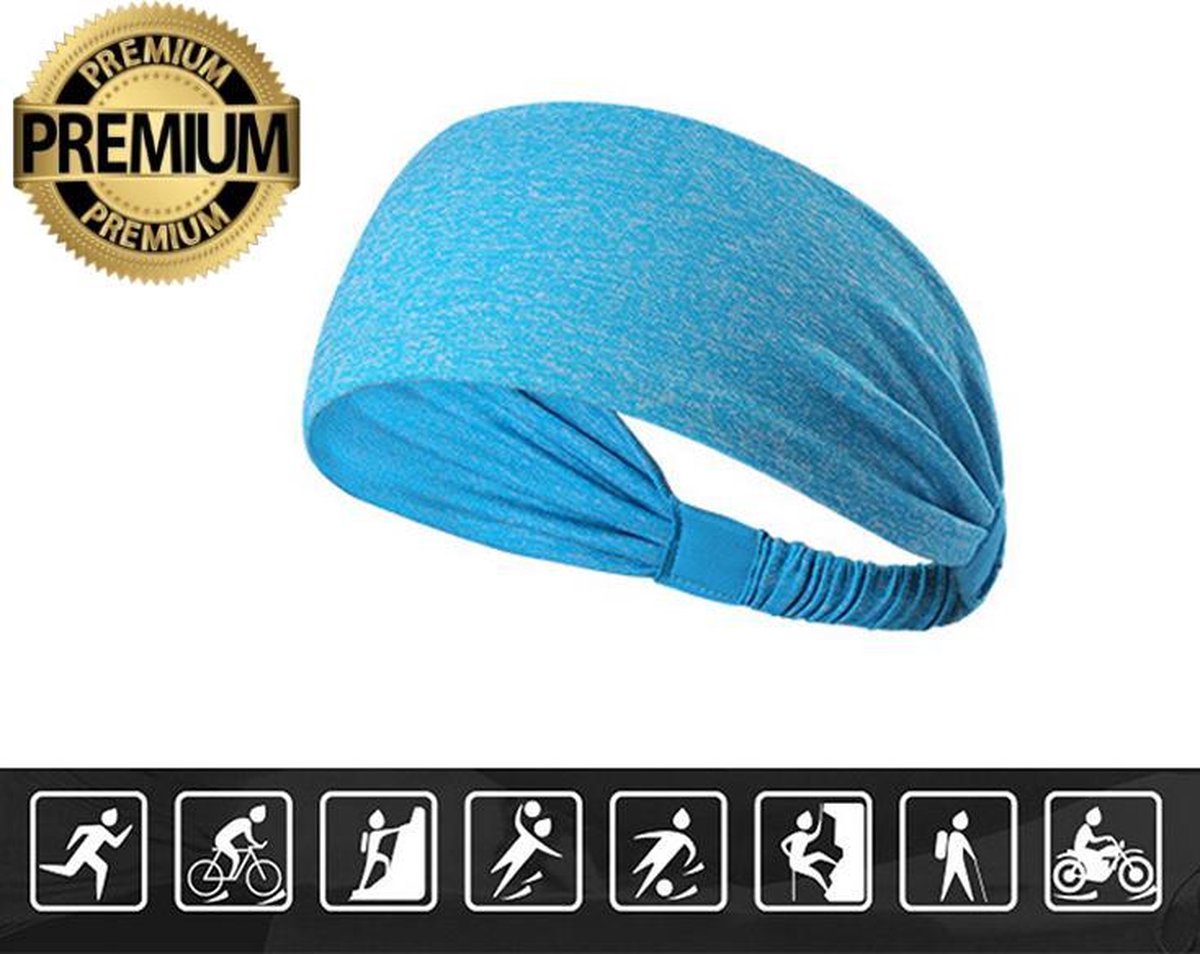 Haarband - Sporthaarband - Fitness - Yoga Haarband - Zweetband - Hoofdband - Dames Haarband - Heren Haarband - Bandana - Licht Blauw