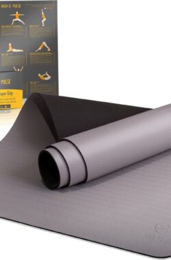 High Pulse® Yoga Mat ‘Super Grip’ – Extra anti-slip en zweetbestendige gymnastiekmat + praktische draagband voor yoga, Pilates en fitness – voor beginners en ervaren yogi’s (Grijs)