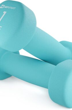 Hop-Sport dumbbells – set van 2, dumbbells van gietijzer met neopreen hoes – 2x1kg, gewichten van duurzaam materiaal