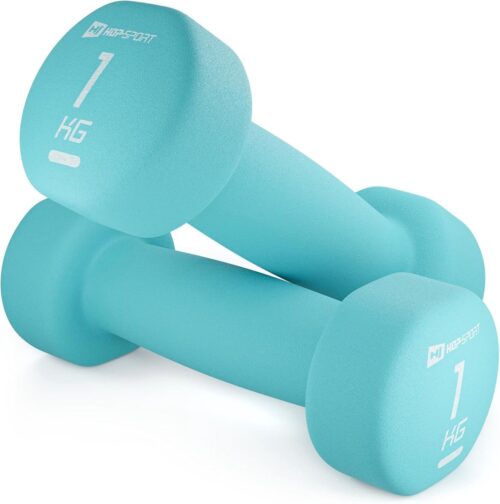 Hop-Sport dumbbells - set van 2, dumbbells van gietijzer met neopreen hoes - 2x1kg, gewichten van duurzaam materiaal